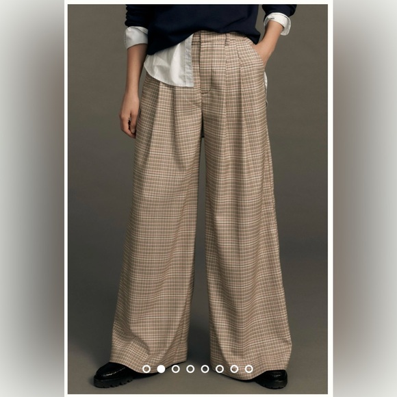 The Avery Pleated Wide-Leg Trousers by Maeve: Plaid Edition, size 4, Ivory Combo - Picture 3 of 10